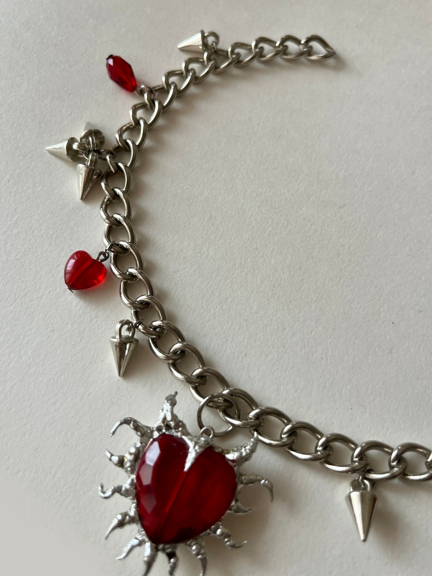 Spiky Devil Heart Charm Necklace