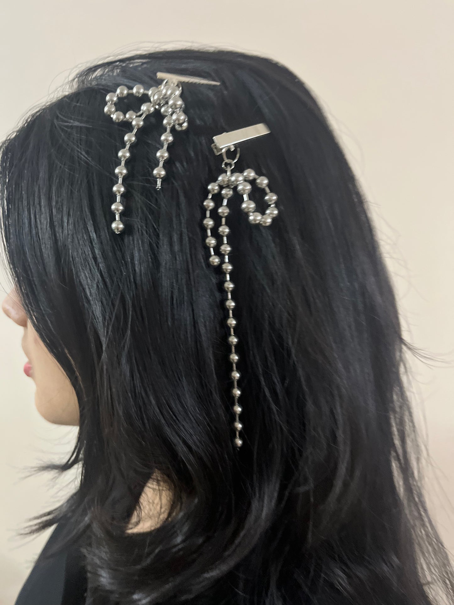 Asymmetric Stainless Steel Bow Hair Clips