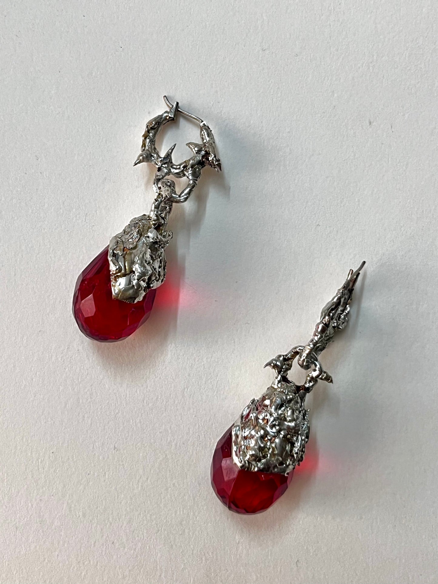 Red Drop Creole Earrings