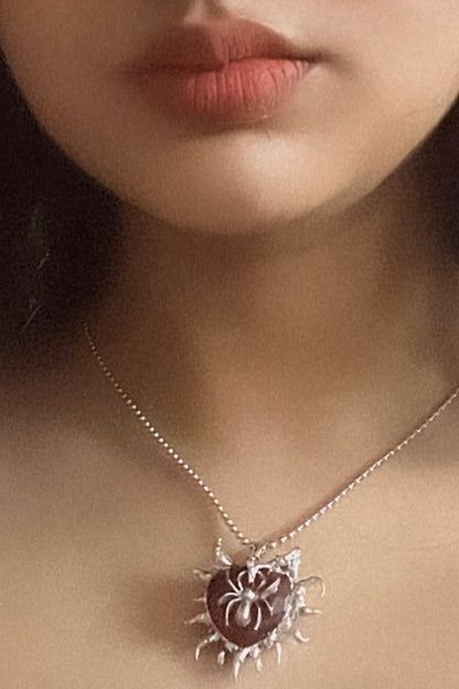 Devil Heart Spider Necklace