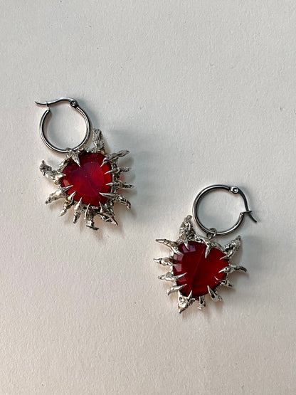 Devil Heart Spike Hoops