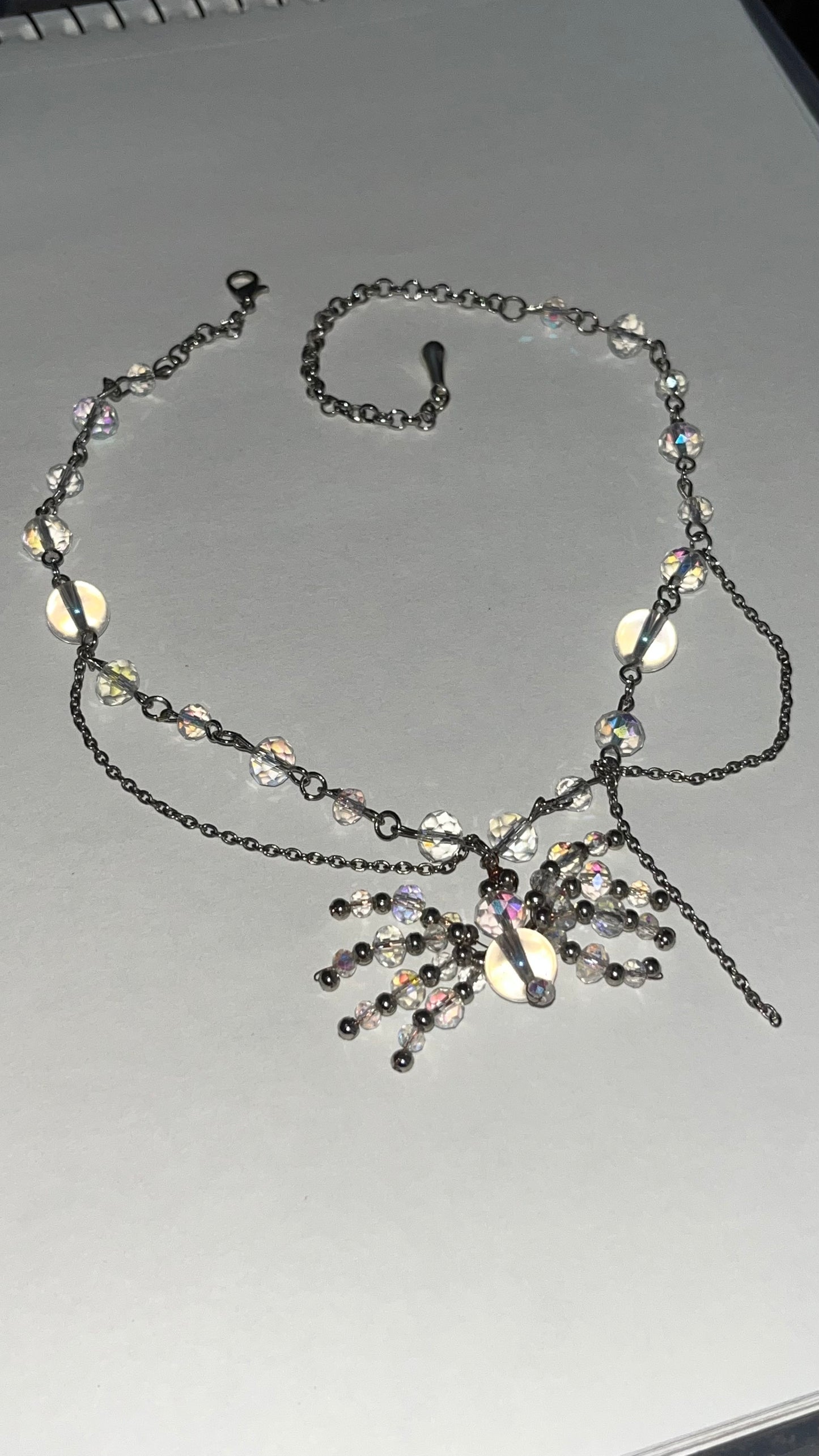 Iridescent Beaded Spider Necklace