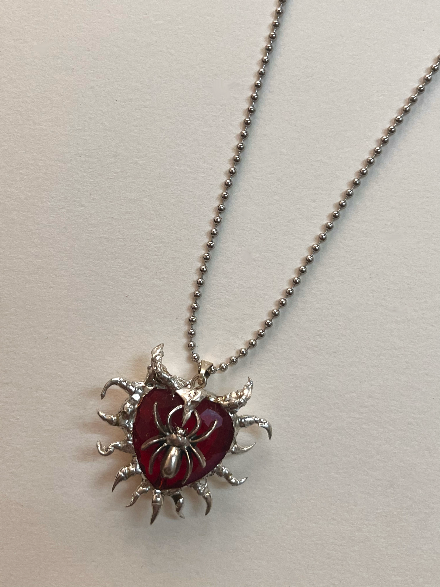 Devil Heart Spider Necklace