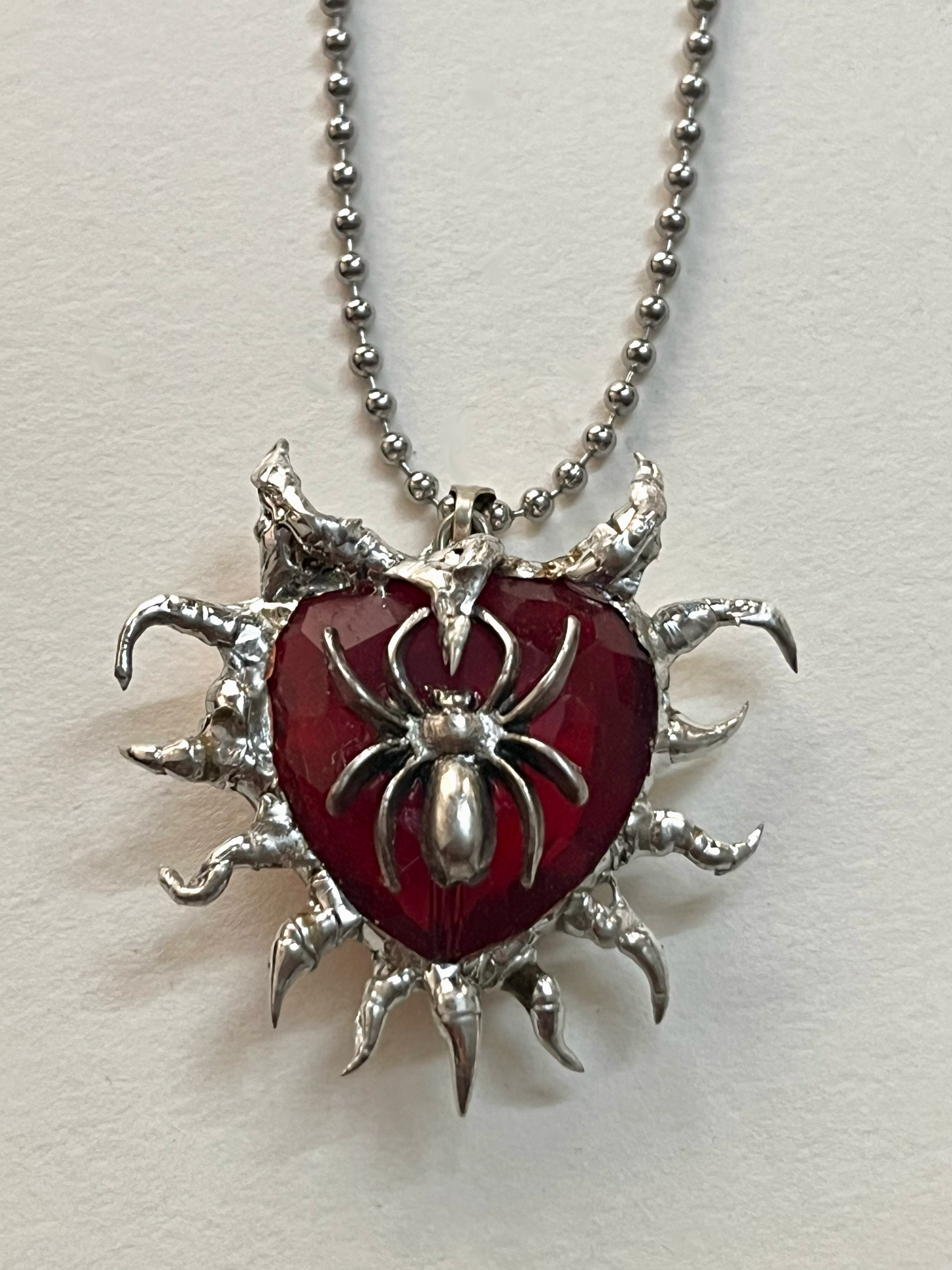 Devil Heart Spider Necklace