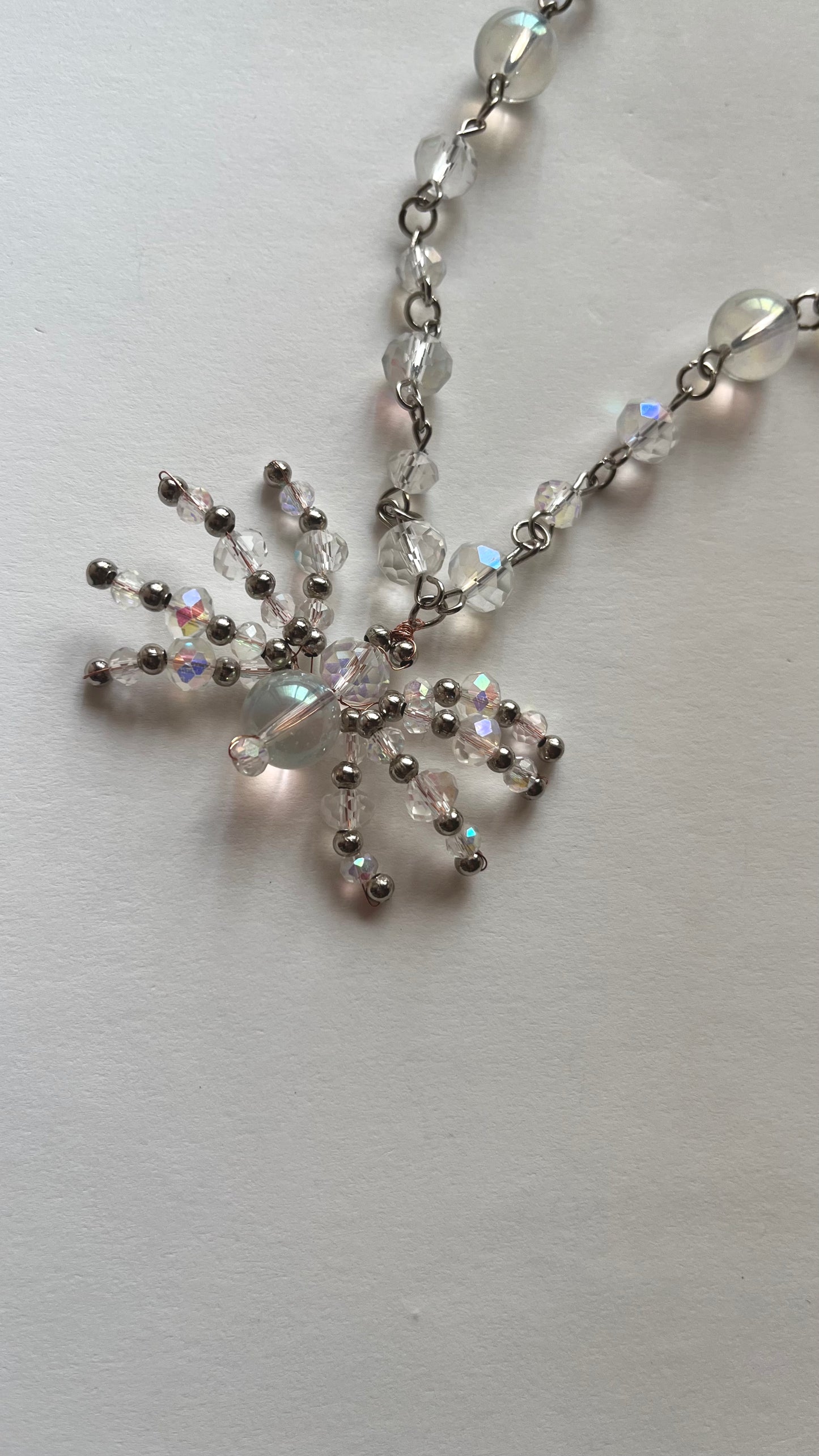 Iridescent Beaded Spider Necklace