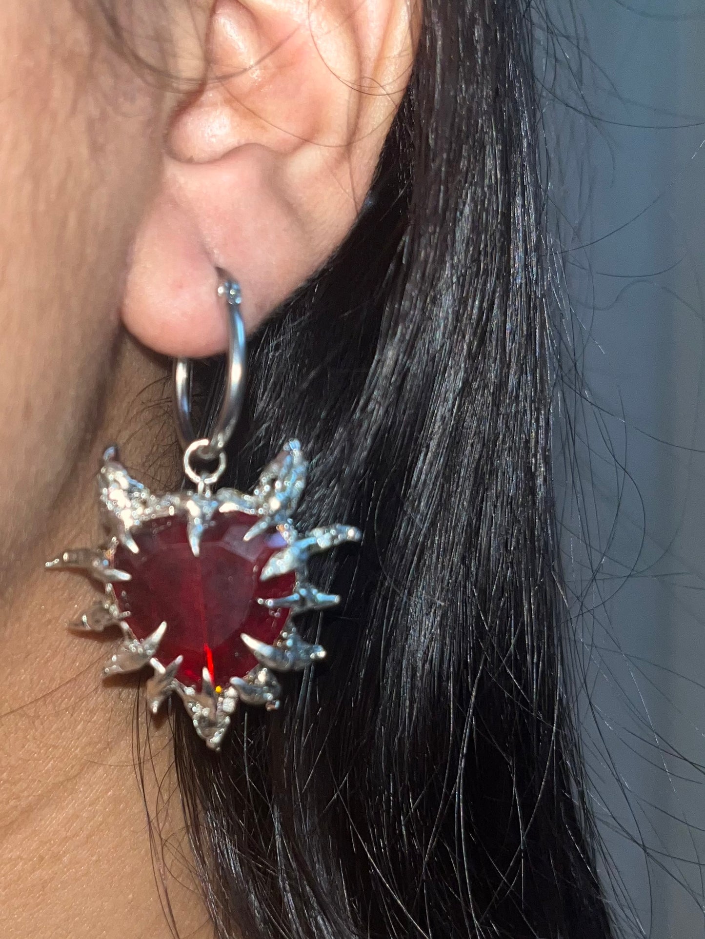 Devil Heart Spike Hoops