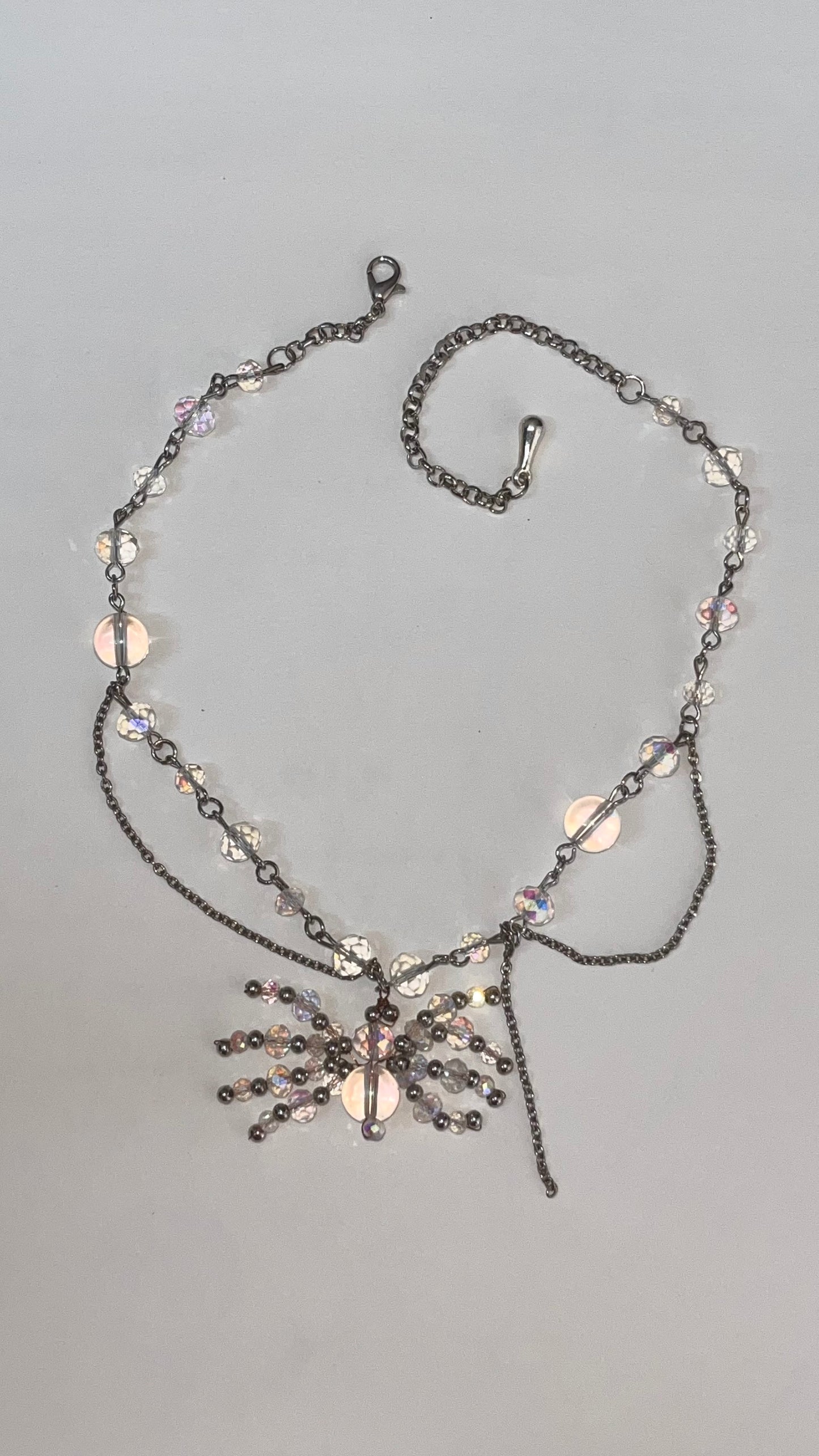 Iridescent Beaded Spider Necklace