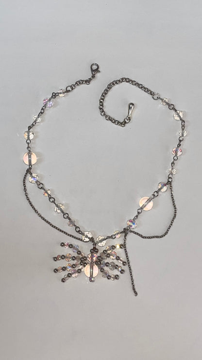 Iridescent Beaded Spider Necklace