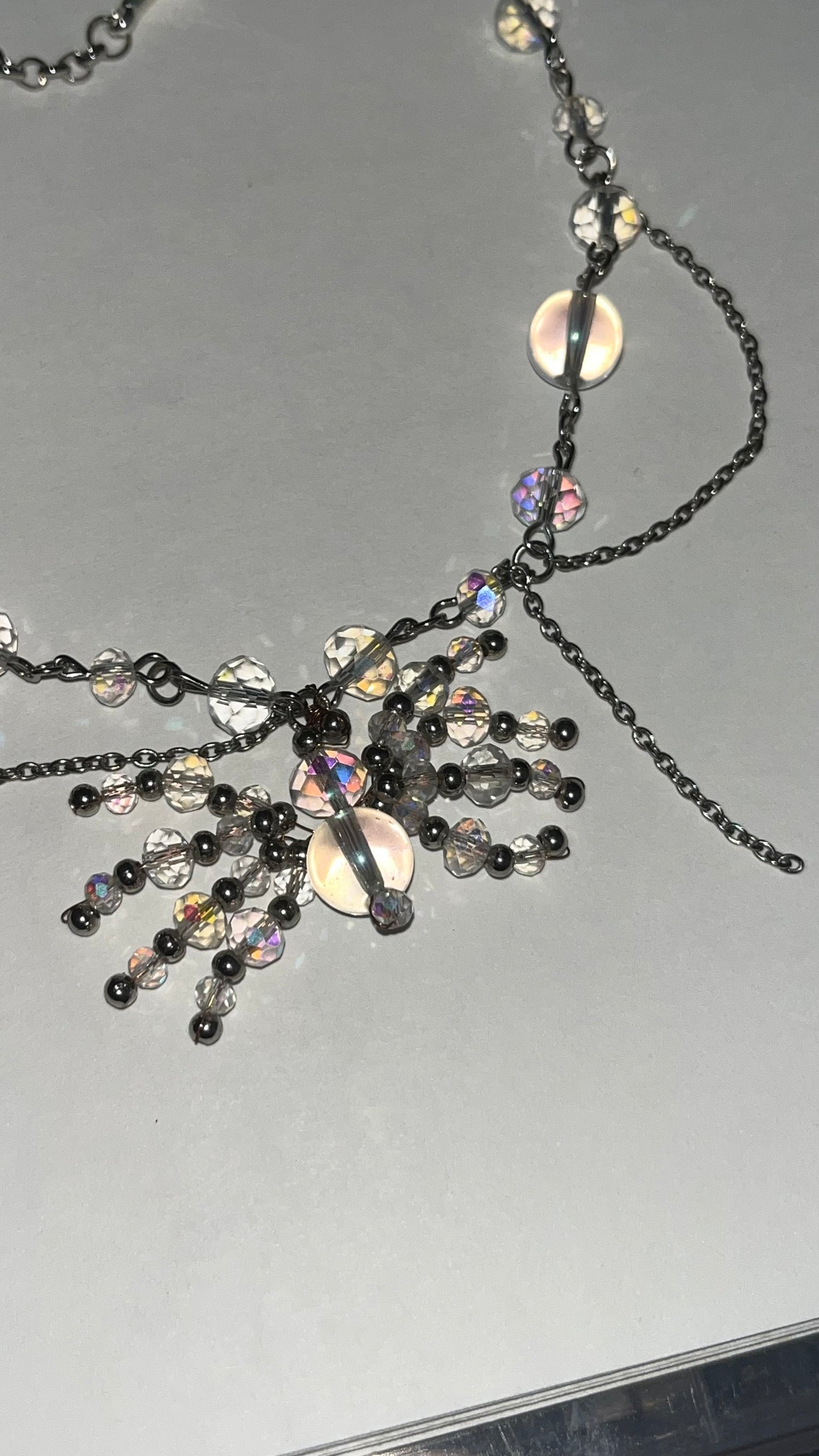 Iridescent Beaded Spider Necklace