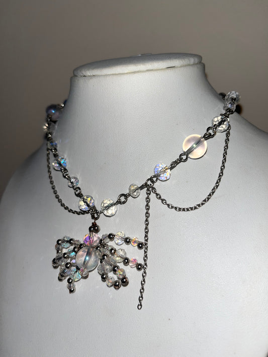 Iridescent Beaded Spider Necklace